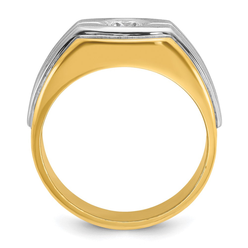 Alternate view of the Men&#39;s 12mm 14K Two Tone Gold 1/3 Ct Diamond Tapered Band by The Black Bow Jewelry Co.