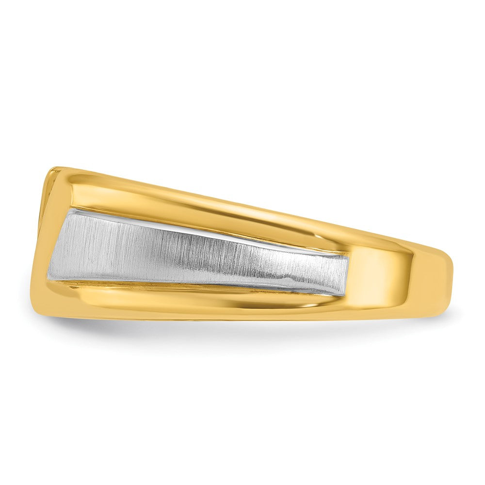 Alternate view of the Men&#39;s 9.3mm 14K Two Tone Gold 3-Stone 1/4 Ctw Diamond Tapered Band by The Black Bow Jewelry Co.