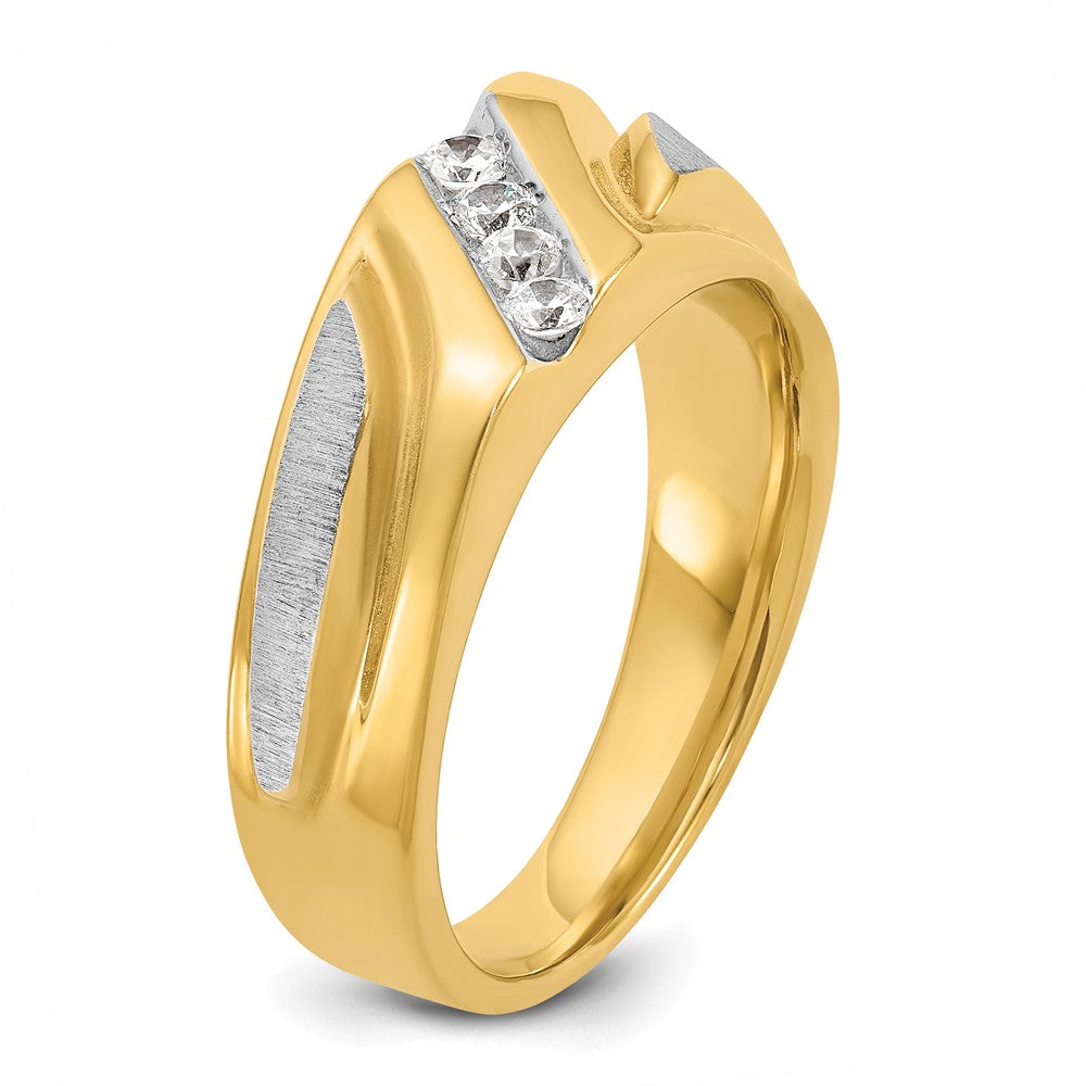 Alternate view of the Men&#39;s 8.5mm 14K Two Tone Gold 4-Stone 1/4 Ctw Diamond Tapered Band by The Black Bow Jewelry Co.