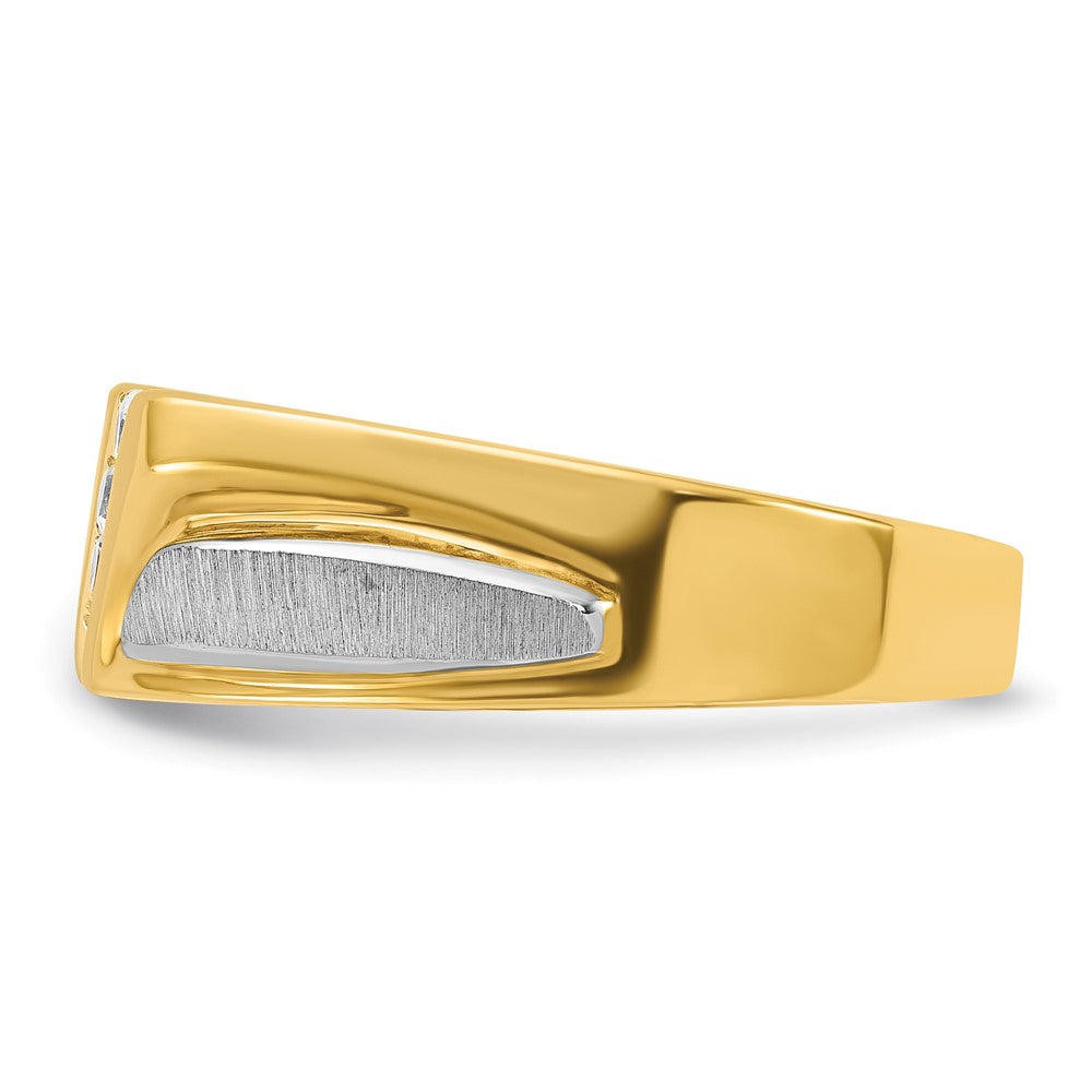 Alternate view of the Men&#39;s 8.5mm 14K Two Tone Gold 4-Stone 1/4 Ctw Diamond Tapered Band by The Black Bow Jewelry Co.