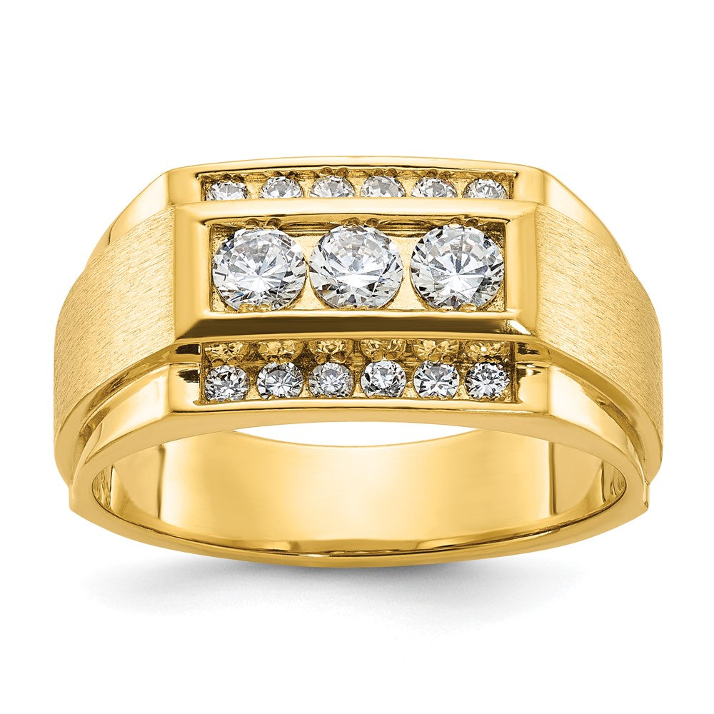 Men&#39;s 10mm 14K Yellow Gold 3-Row 3/4 Ctw Diamond Tapered Band, Item R12222 by The Black Bow Jewelry Co.