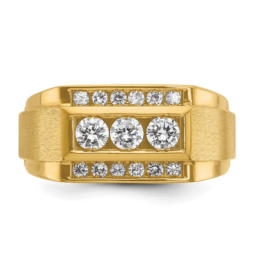 Alternate view of the Men&#39;s 10mm 14K Yellow Gold 3-Row 3/4 Ctw Diamond Tapered Band by The Black Bow Jewelry Co.