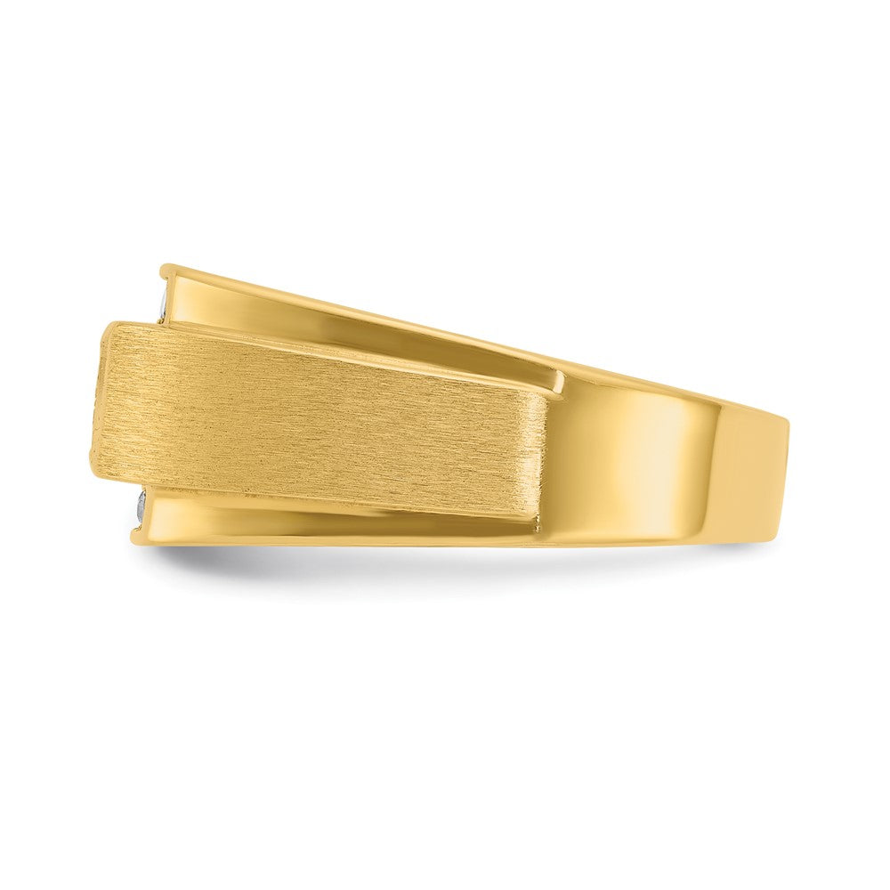 Alternate view of the Men&#39;s 10mm 14K Yellow Gold 3-Row 3/4 Ctw Diamond Tapered Band by The Black Bow Jewelry Co.