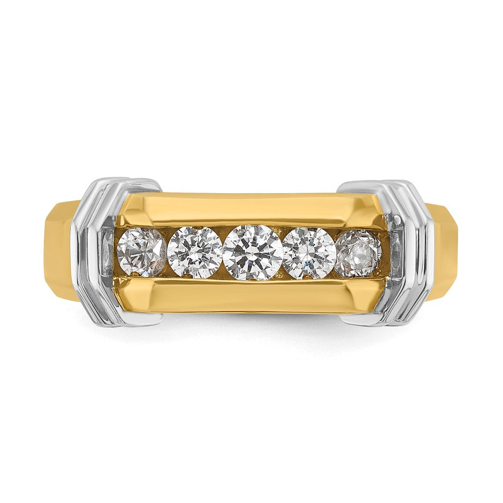 Alternate view of the Men&#39;s 6.5mm 14K Two Tone Gold 5-Stone 1/2 Ctw Diamond Tapered Band by The Black Bow Jewelry Co.