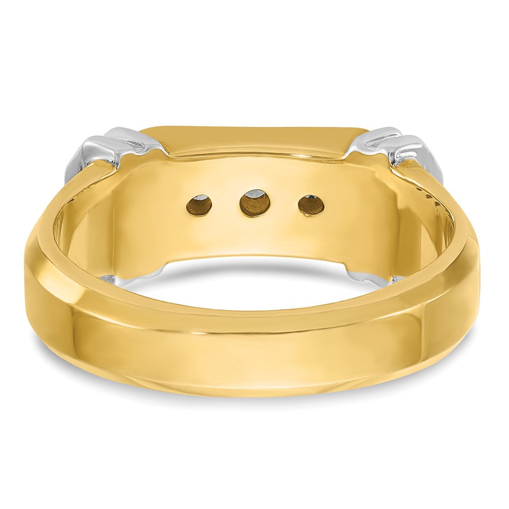 Alternate view of the Men&#39;s 6.5mm 14K Two Tone Gold 5-Stone 1/2 Ctw Diamond Tapered Band by The Black Bow Jewelry Co.