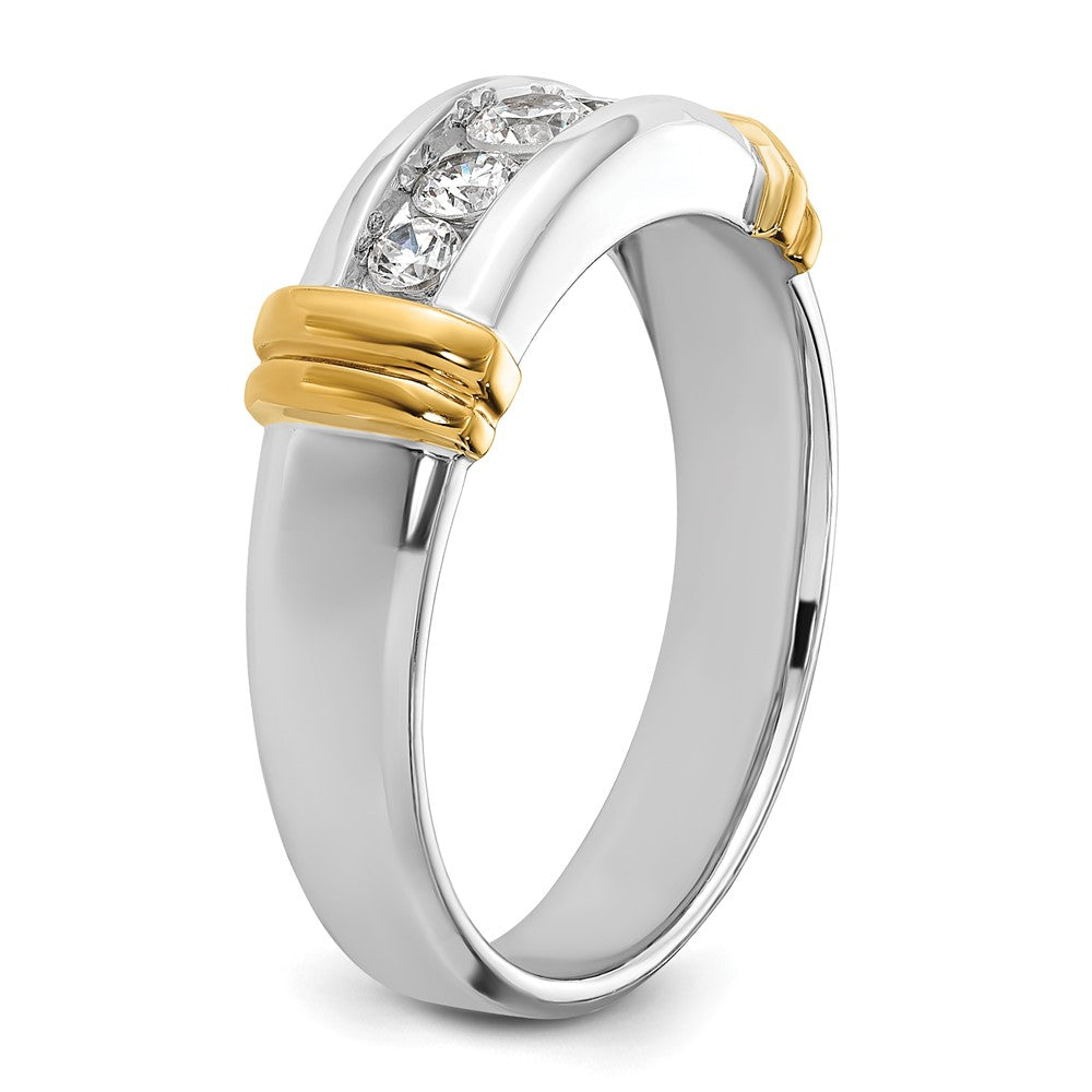 Alternate view of the Men&#39;s 7.8mm 14K Two Tone Gold 5-Stone 1/2 Ctw Diamond Tapered Band by The Black Bow Jewelry Co.
