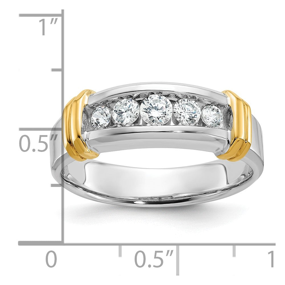 Alternate view of the Men&#39;s 7.8mm 14K Two Tone Gold 5-Stone 1/2 Ctw Diamond Tapered Band by The Black Bow Jewelry Co.