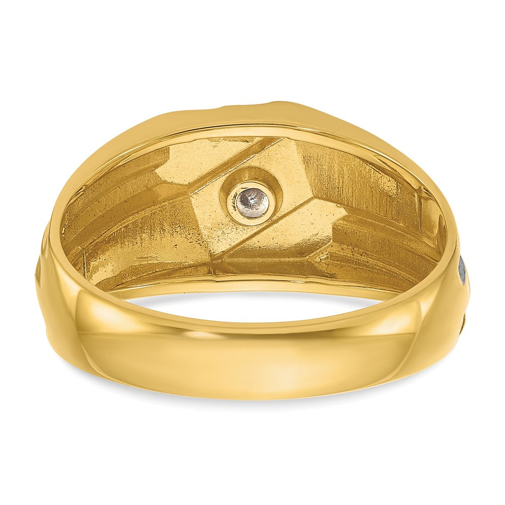 Alternate view of the Mens 10.25mm 10K Yellow Gold Black Rhodium 1/6 Ct Diamond Tapered Band by The Black Bow Jewelry Co.