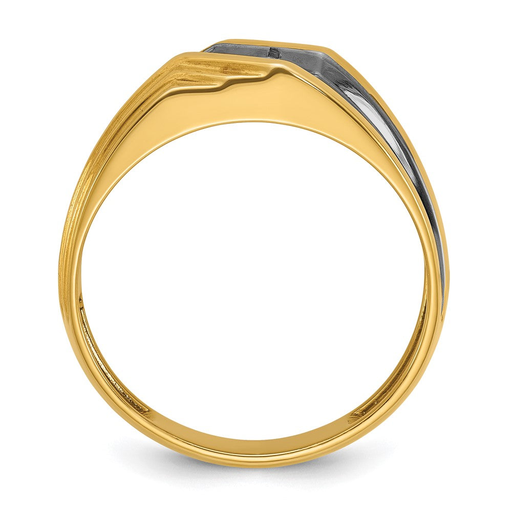 Alternate view of the 10.25mm 14K Yellow Gold Black RH. 1/6 Ct Lab Cr. Diamond Tapered Band by The Black Bow Jewelry Co.