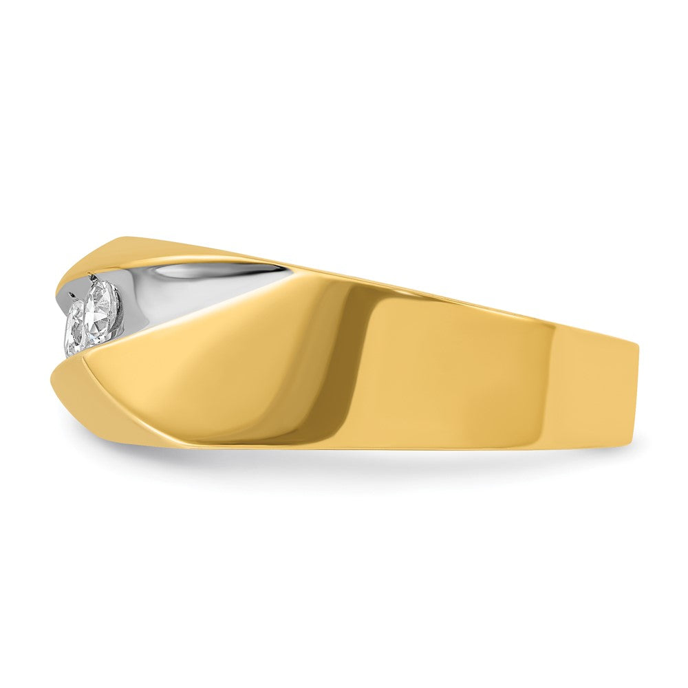 Alternate view of the 8.5mm 14K Yellow Gold &amp; White Rhodium 1/3 Ctw Diamond Tapered Band by The Black Bow Jewelry Co.