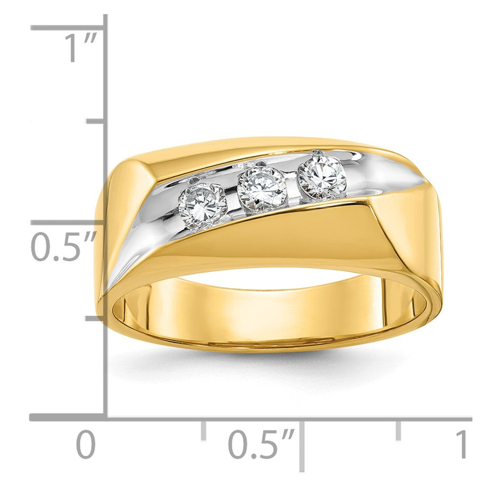 Alternate view of the 8.5mm 14K Yellow Gold &amp; White Rhodium 1/3 Ctw Diamond Tapered Band by The Black Bow Jewelry Co.