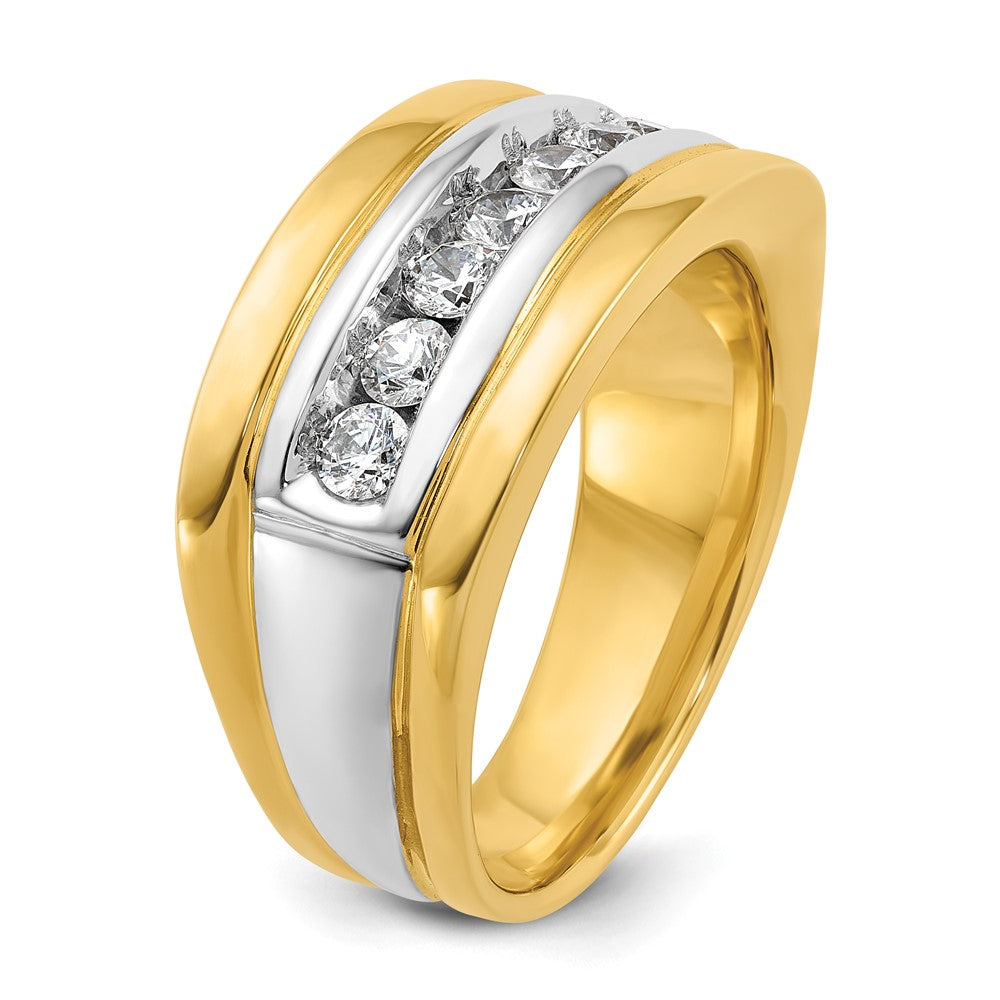Alternate view of the Men&#39;s 11.75mm 14K Two Tone Gold 7-Stone 3/4 Ctw Diamond Tapered Band by The Black Bow Jewelry Co.