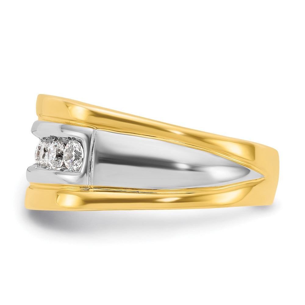 Alternate view of the Men&#39;s 11.75mm 14K Two Tone Gold 7-Stone 3/4 Ctw Diamond Tapered Band by The Black Bow Jewelry Co.