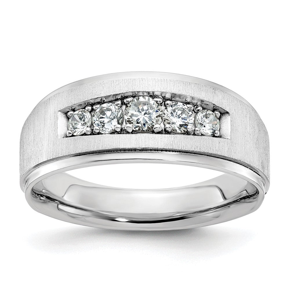 Men&#39;s 8.8mm 14K White Gold 5-Stone 1/2 Ctw Diamond Tapered Band, Item R12231 by The Black Bow Jewelry Co.