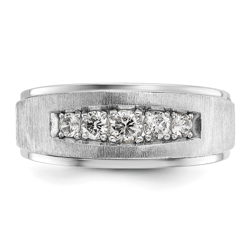 Alternate view of the Men&#39;s 8.8mm 14K White Gold 5-Stone 1/2 Ctw Diamond Tapered Band by The Black Bow Jewelry Co.