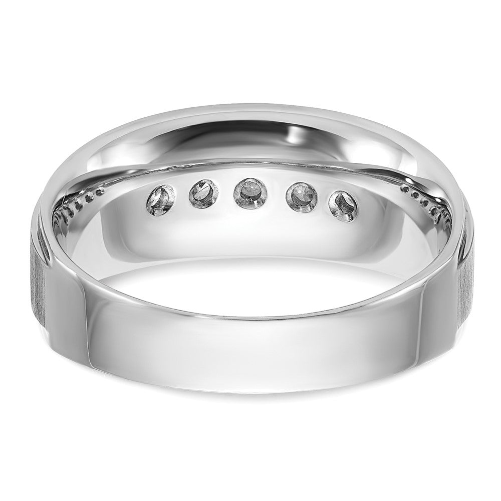 Alternate view of the Mens 8.8mm 14K White Gold 5-Stone 1/2 Ctw Lab Cr. Diamond Tapered Band by The Black Bow Jewelry Co.