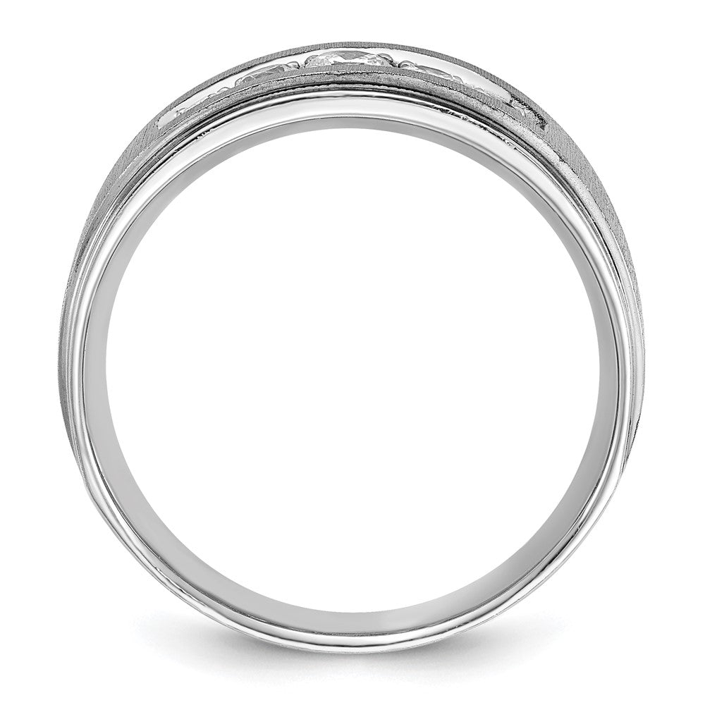 Alternate view of the Mens 8.8mm 14K White Gold 5-Stone 1/2 Ctw Lab Cr. Diamond Tapered Band by The Black Bow Jewelry Co.