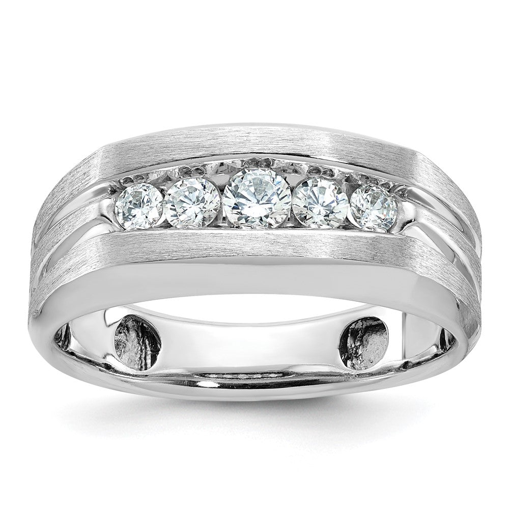Men&#39;s 9mm 14K White Gold 5-Stone 1/2 Ctw Diamond Tapered Band, Item R12233 by The Black Bow Jewelry Co.