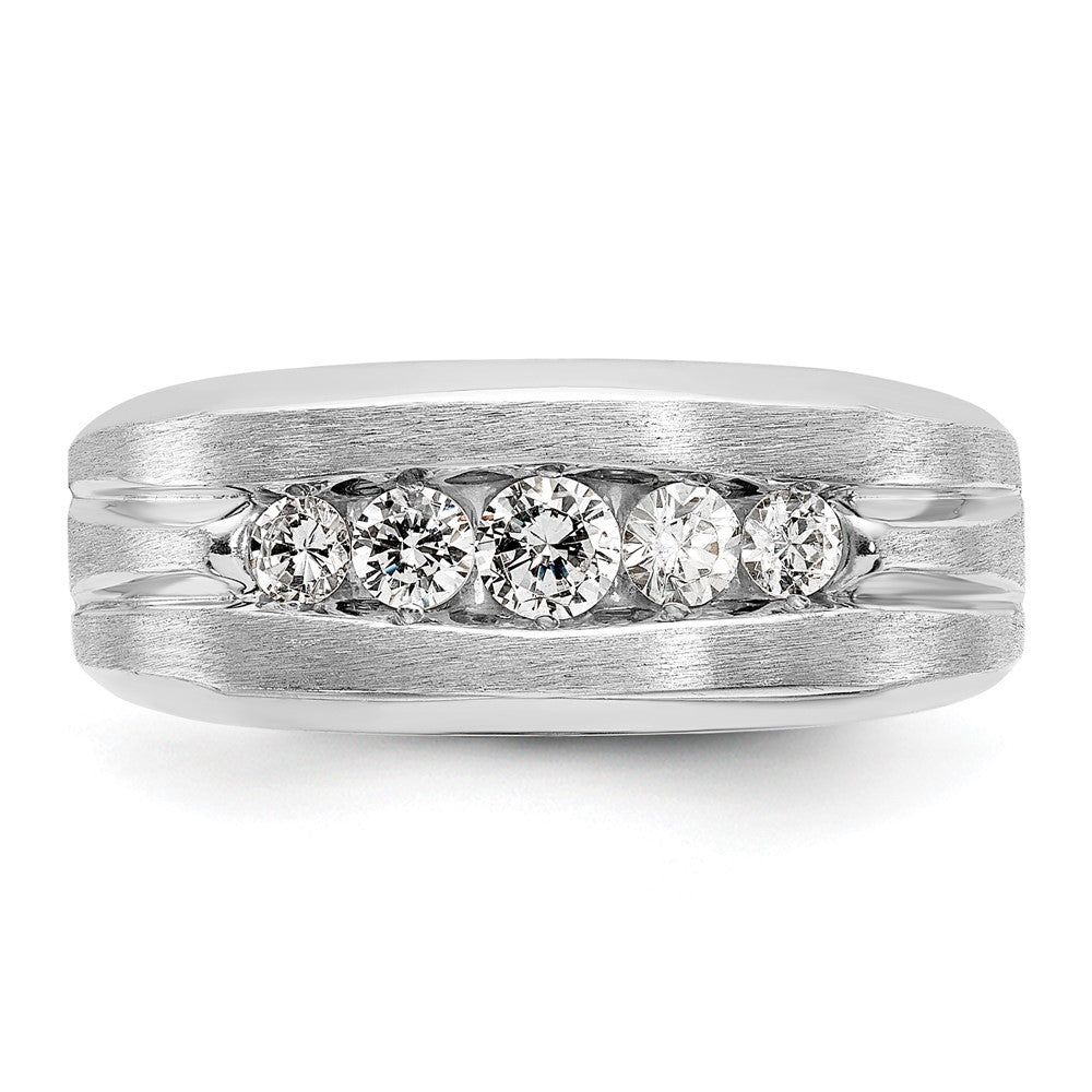 Alternate view of the Men&#39;s 9mm 14K White Gold 5-Stone 1/2 Ctw Diamond Tapered Band by The Black Bow Jewelry Co.