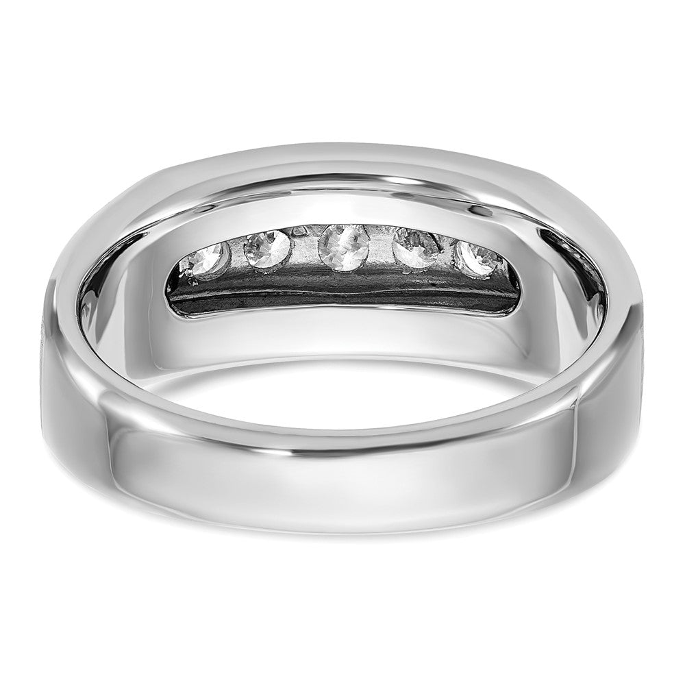 Alternate view of the Men&#39;s 9mm 14K White Gold 5-Stone 1/2 Ctw Diamond Tapered Band by The Black Bow Jewelry Co.
