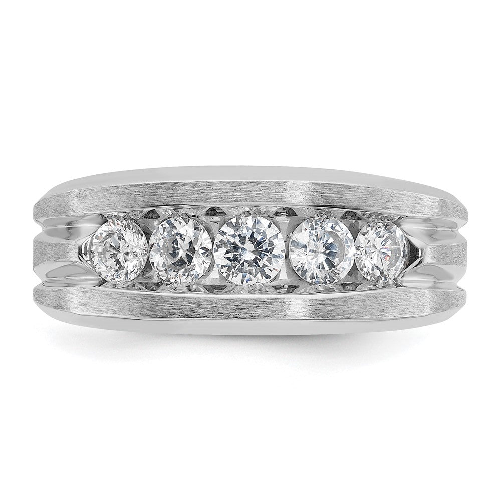 Alternate view of the Men&#39;s 9.3mm 10K White Gold 5-Stone 1.0 Ctw Diamond Tapered Band by The Black Bow Jewelry Co.
