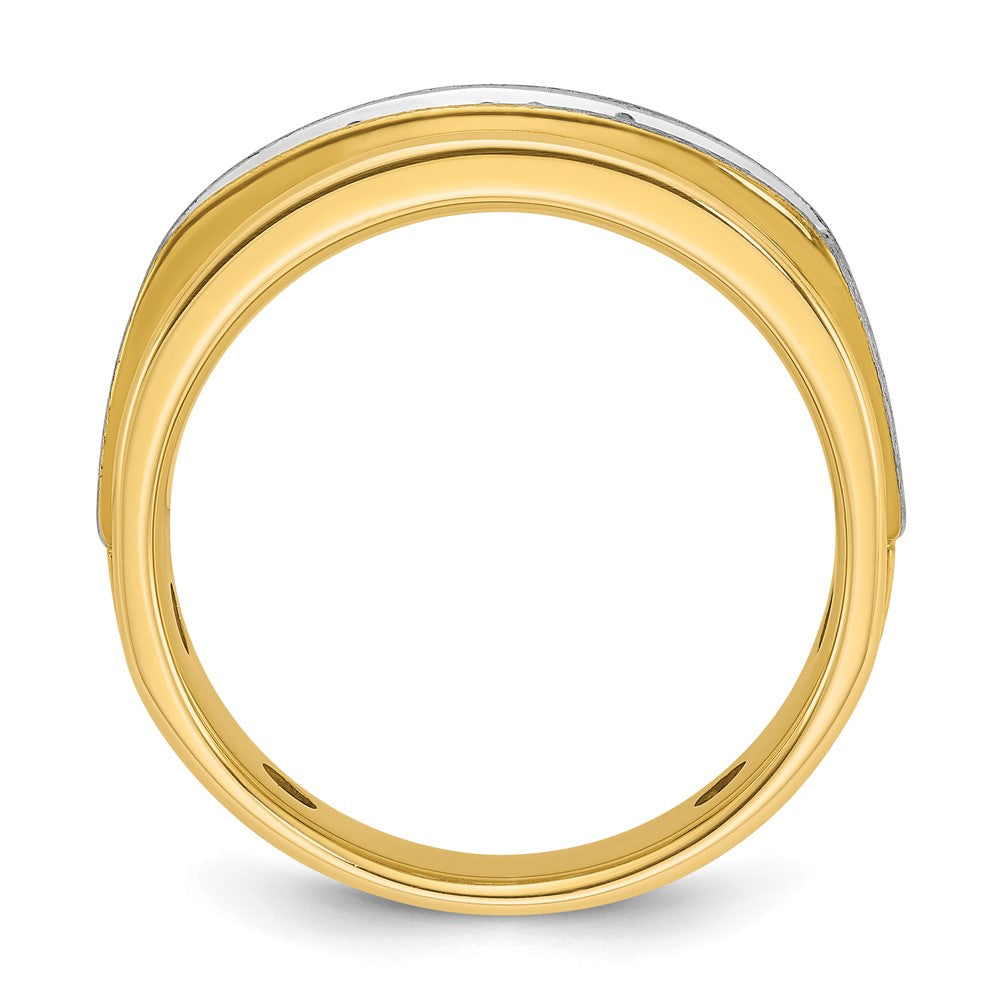 Alternate view of the Men&#39;s 9.75mm 14K Two Tone Gold 5-Stone 1.0 Ctw Diamond Tapered Band by The Black Bow Jewelry Co.