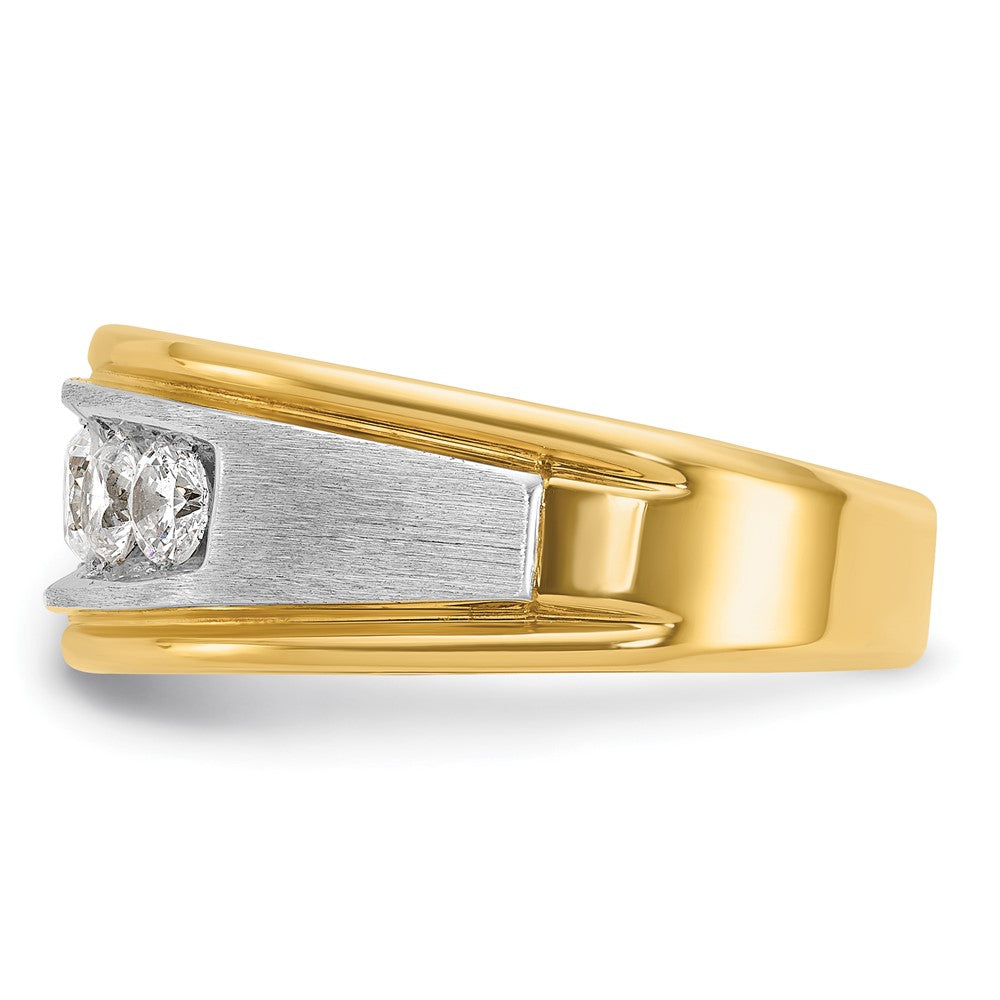 Alternate view of the Men&#39;s 9.75mm 14K Two Tone Gold 5-Stone 1.0 Ctw Diamond Tapered Band by The Black Bow Jewelry Co.
