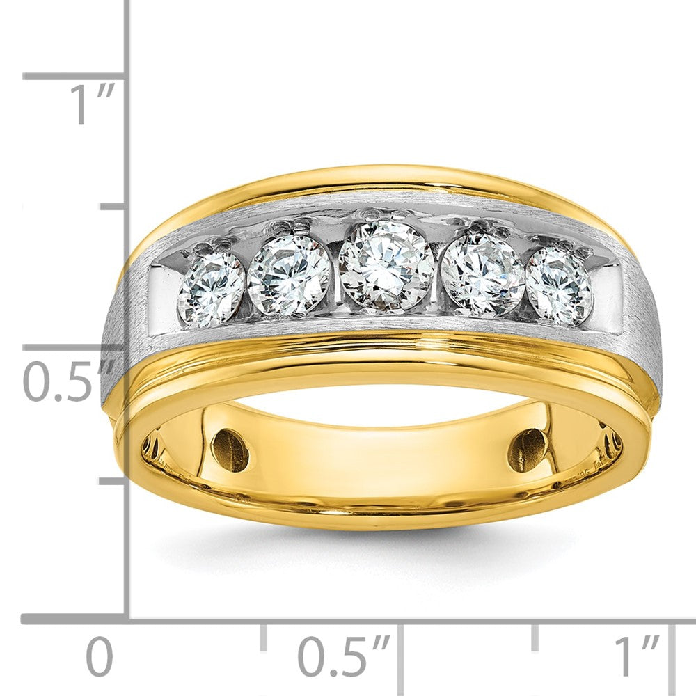 Alternate view of the Mens 9.75mm 14K Two Tone Gold 1.0 Ctw Lab Created Diamond Tapered Band by The Black Bow Jewelry Co.