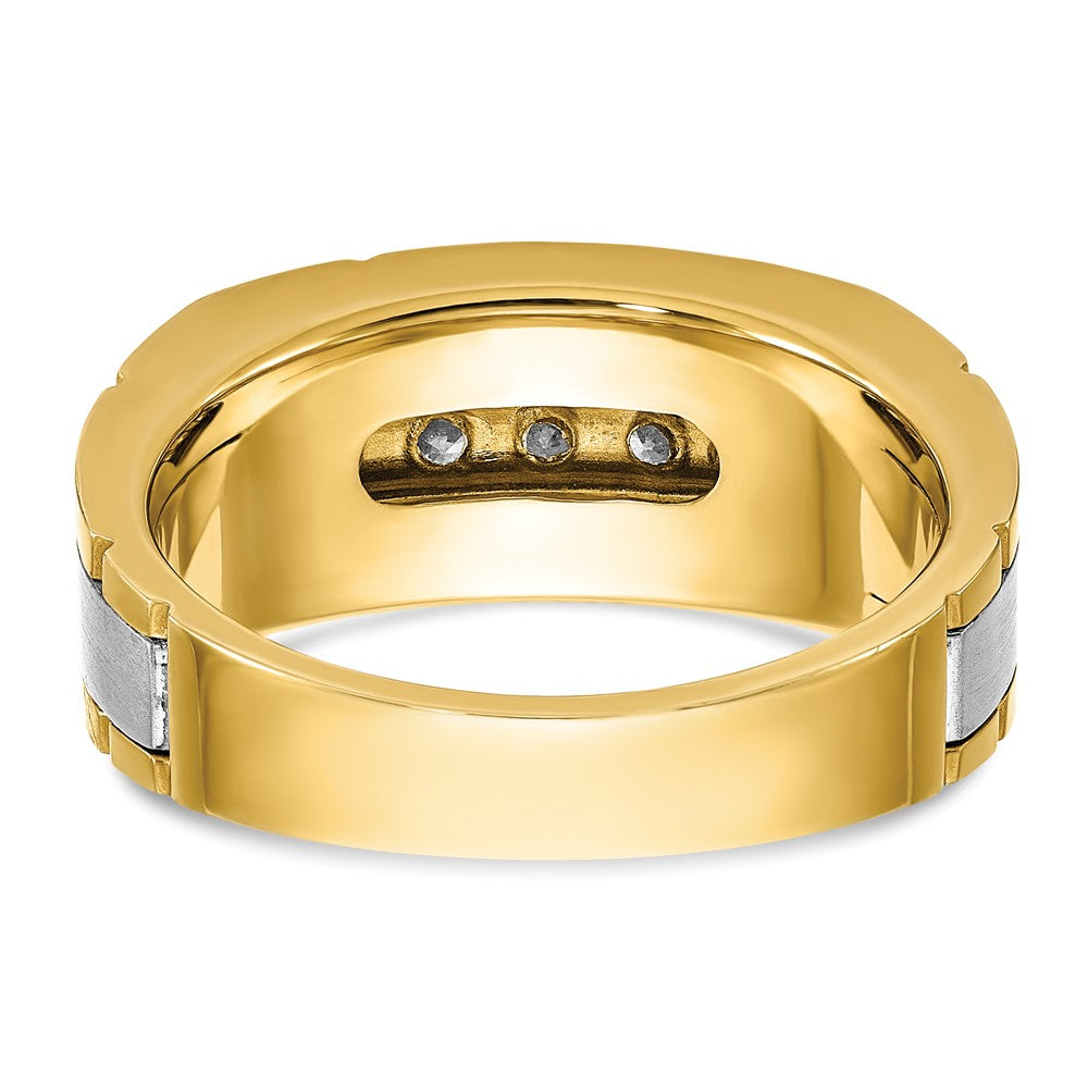 Alternate view of the Men&#39;s 9.8mm 14K Two Tone Gold 1/2 Ctw Lab Created Diamond Tapered Band by The Black Bow Jewelry Co.