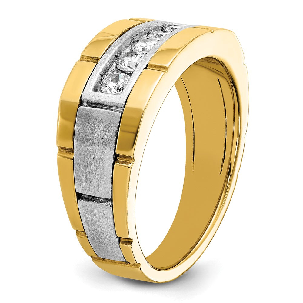 Alternate view of the Men&#39;s 9.8mm 14K Two Tone Gold 1/2 Ctw Lab Created Diamond Tapered Band by The Black Bow Jewelry Co.
