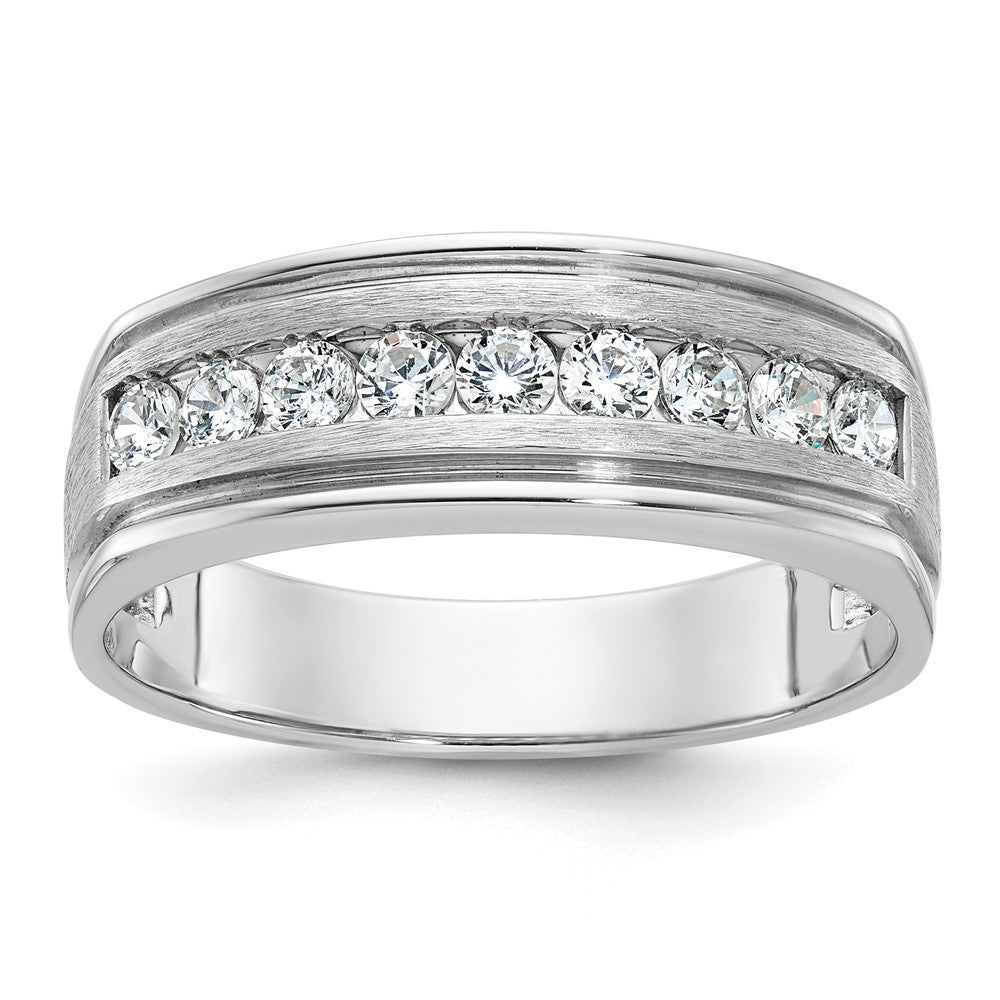 Men&#39;s 7.3mm 14K White Gold 9-Stone 1/2 Ctw Diamond Tapered Band, Item R12242 by The Black Bow Jewelry Co.