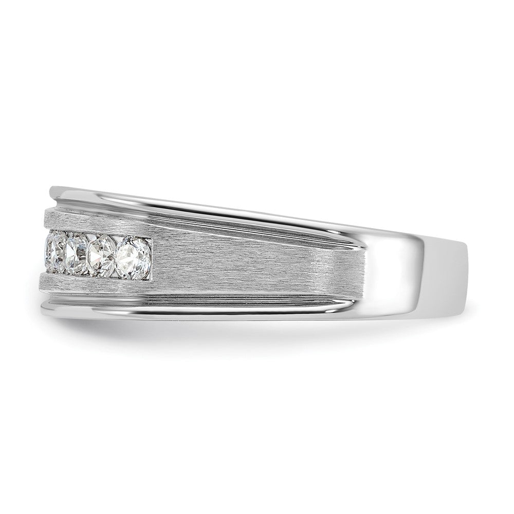 Alternate view of the Men&#39;s 7.3mm 14K White Gold 9-Stone 1/2 Ctw Diamond Tapered Band by The Black Bow Jewelry Co.