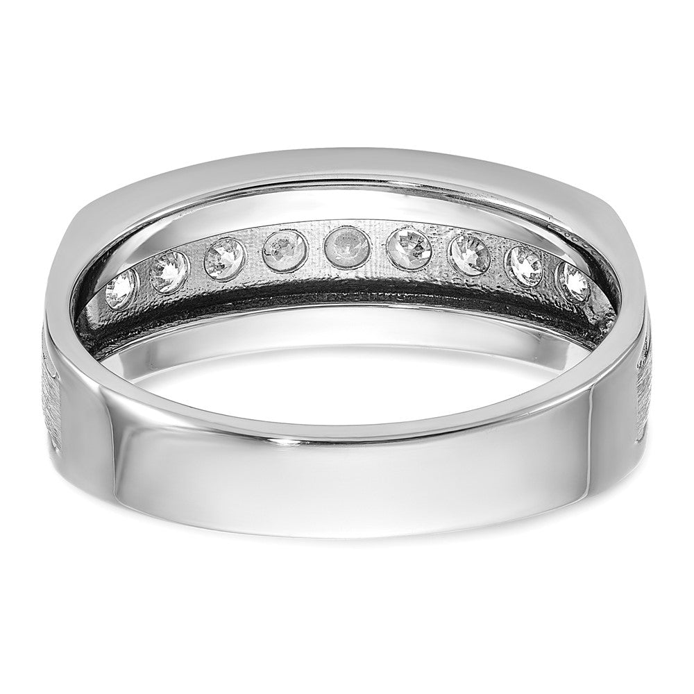 Alternate view of the Men&#39;s 7.3mm 14K White Gold 9-Stone 1/2 Ctw Diamond Tapered Band by The Black Bow Jewelry Co.