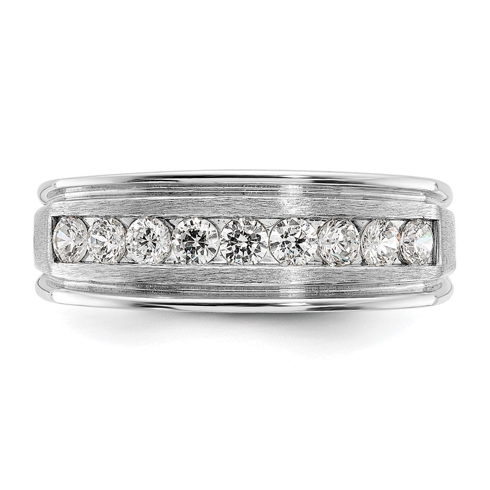 Alternate view of the Men&#39;s 7.3mm 14K White Gold 1/2 Ctw Lab-Created Diamond Tapered Band by The Black Bow Jewelry Co.