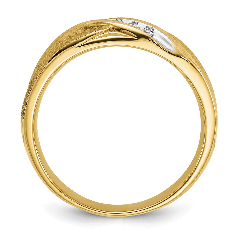 Alternate view of the Men&#39;s 6.5mm 14K Yellow Gold &amp; Rhodium Lab Created Diamond Tapered Band by The Black Bow Jewelry Co.