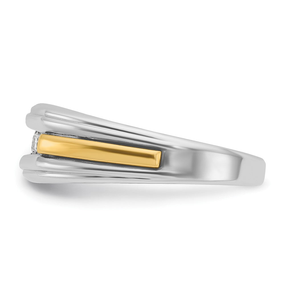 Alternate view of the Men&#39;s 8.4mm 14K Two Tone Gold 5-Stone 1/4 Ctw Diamond Tapered Band by The Black Bow Jewelry Co.