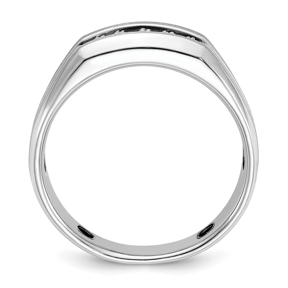 Alternate view of the Men&#39;s 7.3mm 14K White Gold 5-Stone 1/4 Ctw Diamond Tapered Band by The Black Bow Jewelry Co.