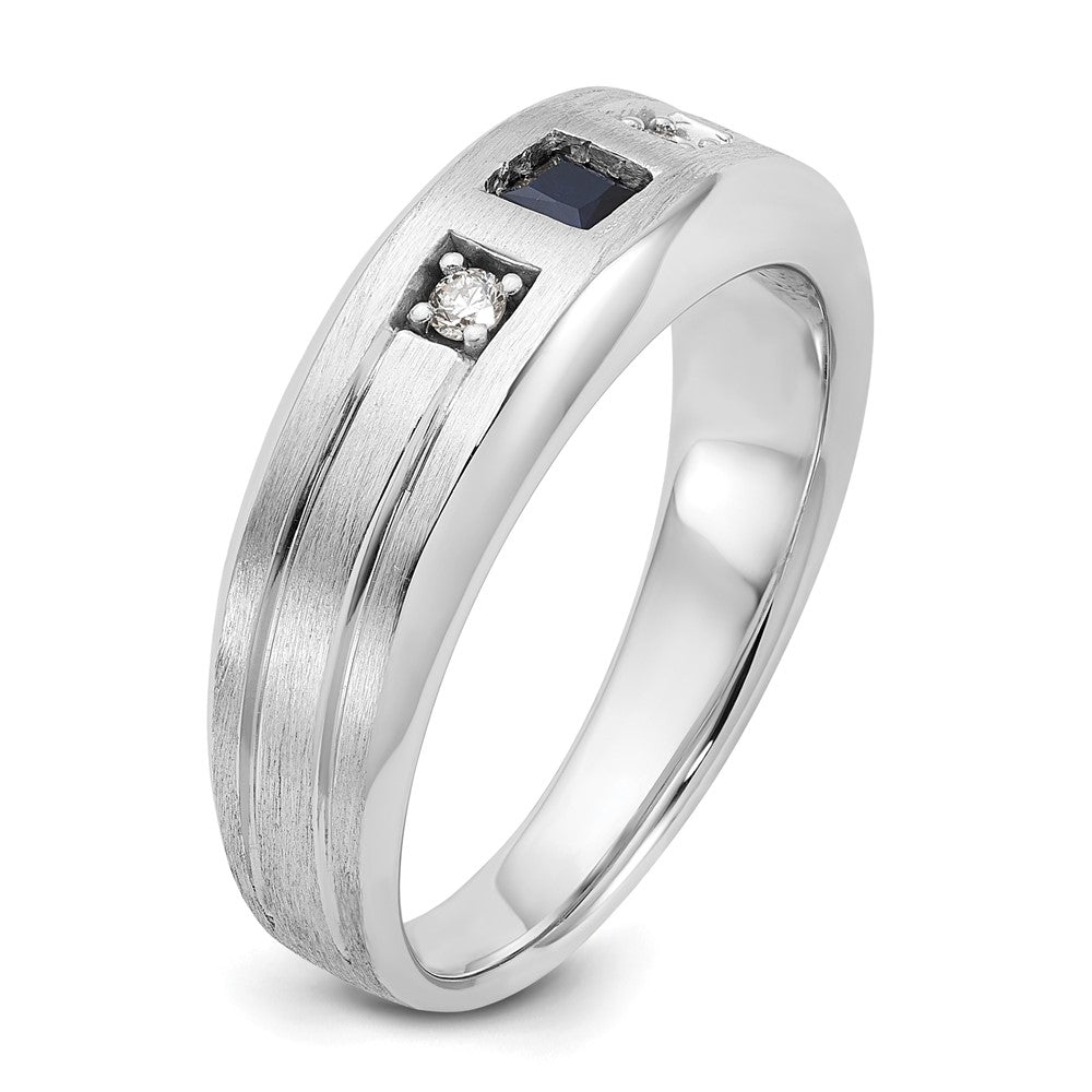 Alternate view of the 7.8mm 14K White Gold Lab Created Diamond &amp; Cr. Sapphire Tapered Band by The Black Bow Jewelry Co.