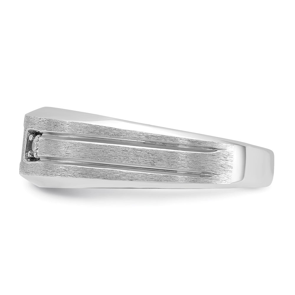 Alternate view of the 7.8mm 14K White Gold Lab Created Diamond &amp; Cr. Sapphire Tapered Band by The Black Bow Jewelry Co.