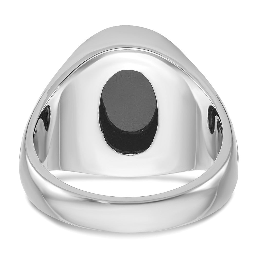 Alternate view of the Men&#39;s 17mm 14K White Gold, Black Rhodium &amp; Oval Onyx Tapered Ring by The Black Bow Jewelry Co.