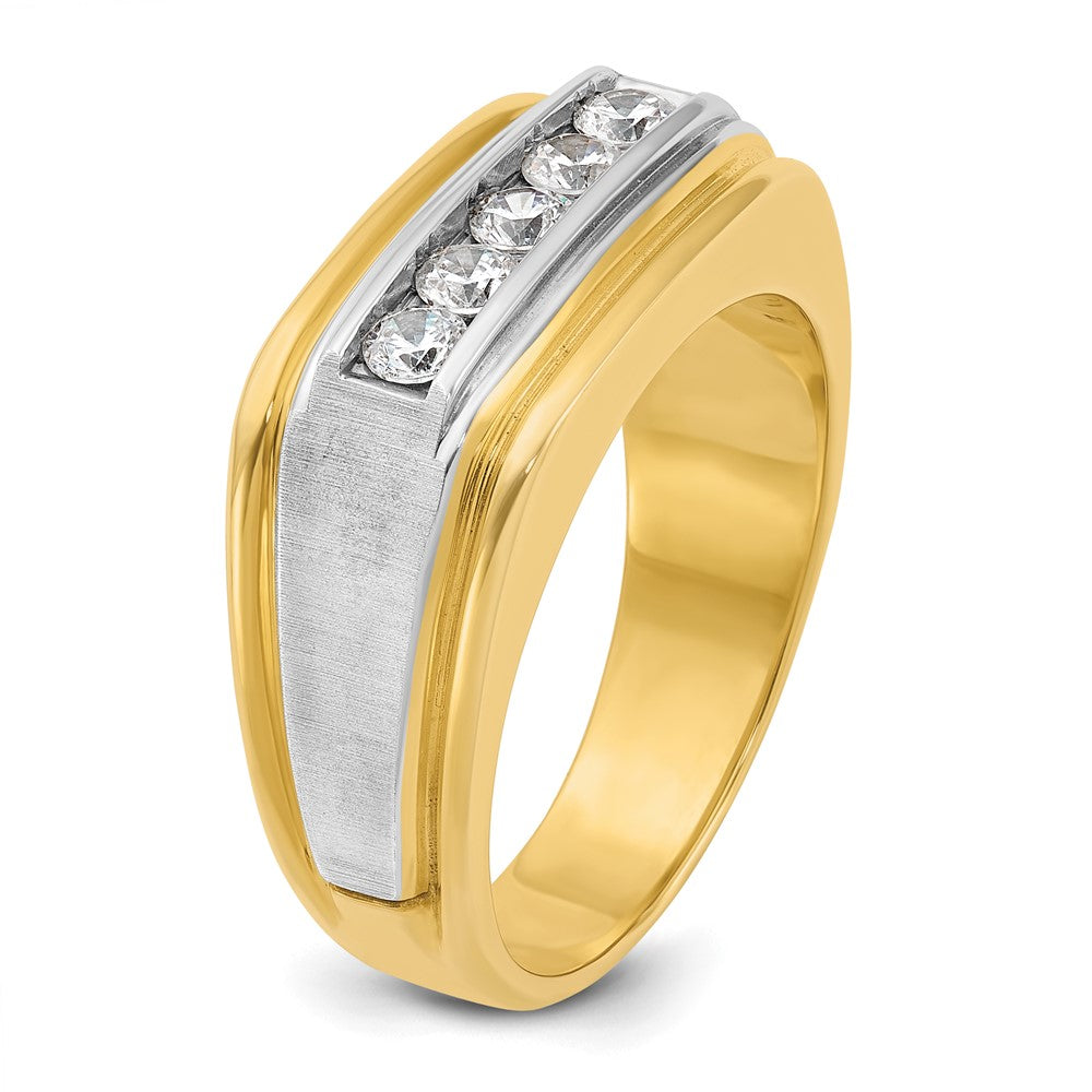 Alternate view of the Men&#39;s 10mm 14K Two Tone Gold 5-Stone 1/2 Ctw Diamond Tapered Band by The Black Bow Jewelry Co.