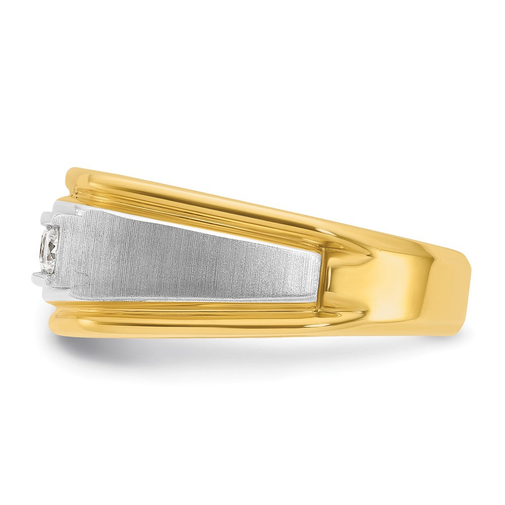 Alternate view of the Men's 10mm 14K Two Tone Gold 5-Stone 1/2 Ctw Diamond Tapered Band by The Black Bow Jewelry Co.