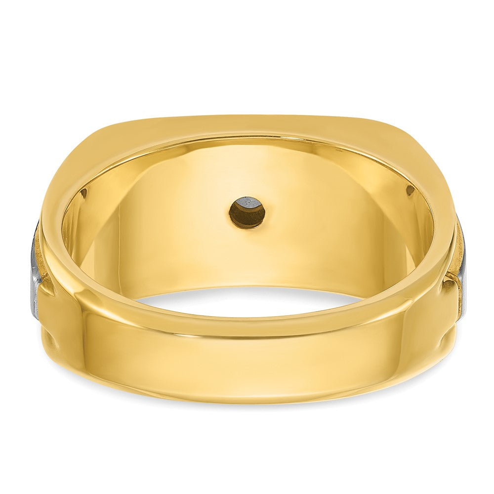 Alternate view of the Men's 10mm 14K Two Tone Gold 5-Stone 1/2 Ctw Diamond Tapered Band by The Black Bow Jewelry Co.