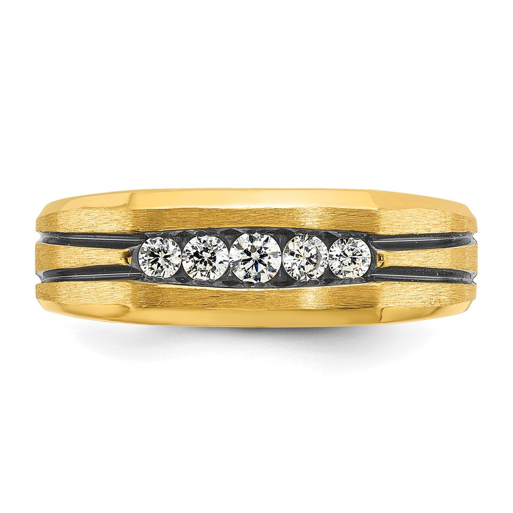 Alternate view of the Men&#39;s 7mm 10K Yellow Gold &amp; Black Rhodium 1/4 Ctw Diamond Tapered Band by The Black Bow Jewelry Co.