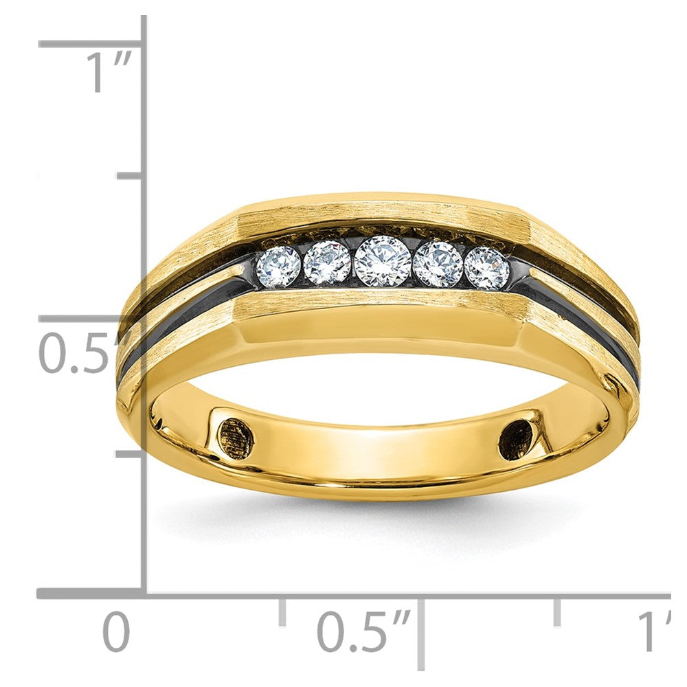 Alternate view of the Men&#39;s 7mm 10K Yellow Gold &amp; Black Rhodium 1/4 Ctw Diamond Tapered Band by The Black Bow Jewelry Co.