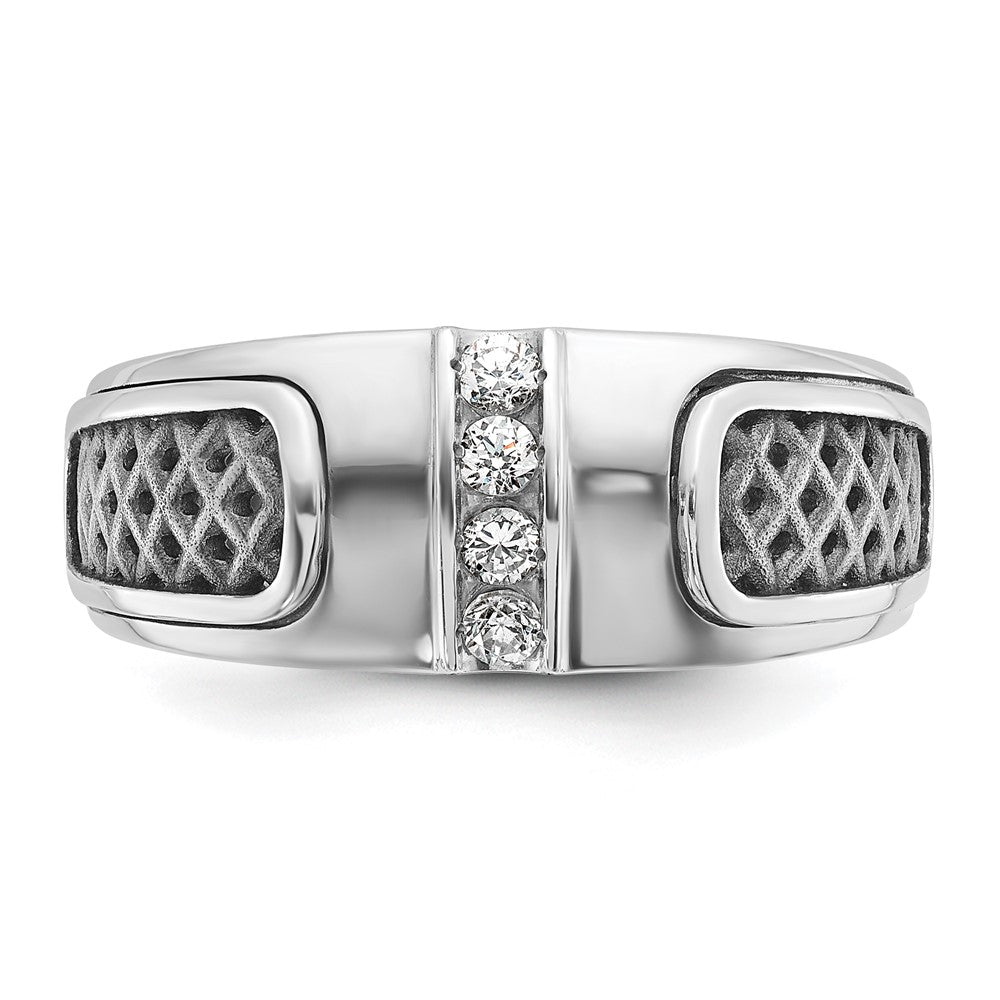 Alternate view of the Men&#39;s 9.3mm 14K White Gold Black Rhodium 1/5 Ctw Diamond Tapered Band by The Black Bow Jewelry Co.