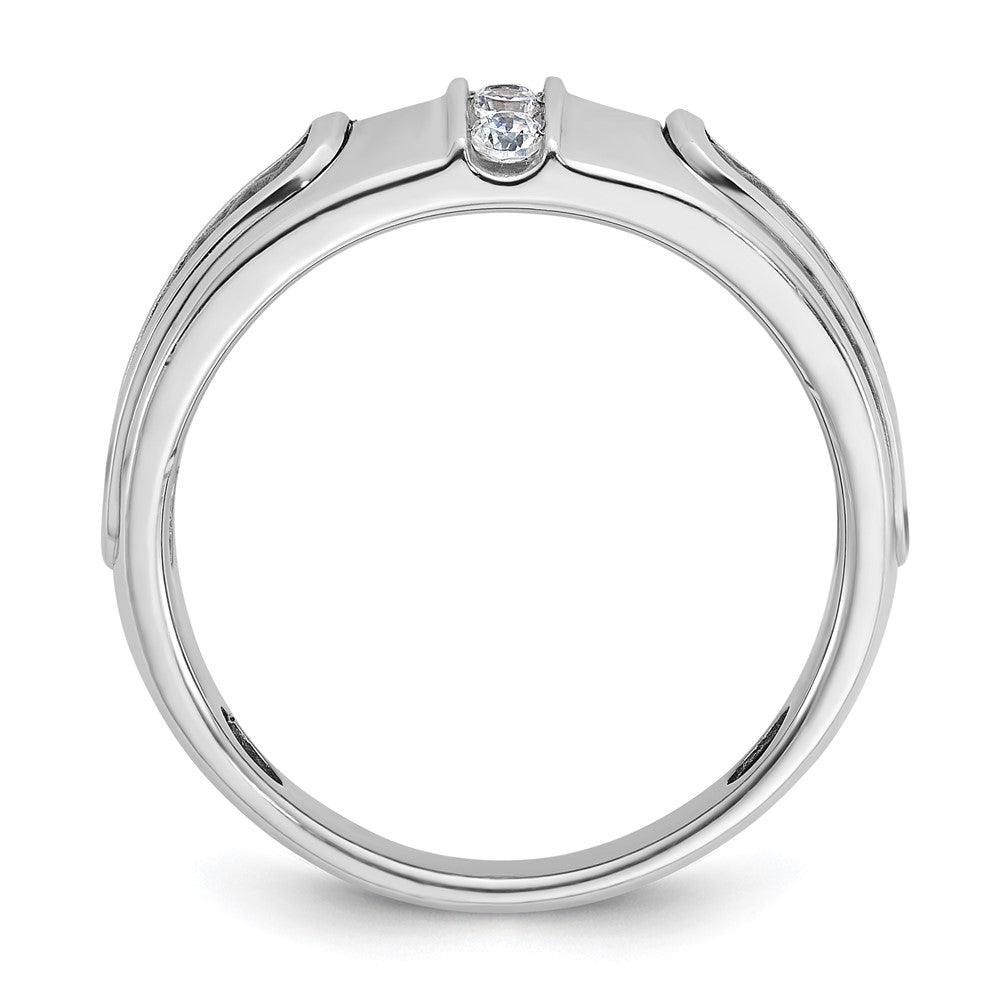 Alternate view of the Men&#39;s 9.3mm 14K White Gold Black Rhodium 1/5 Ctw Diamond Tapered Band by The Black Bow Jewelry Co.