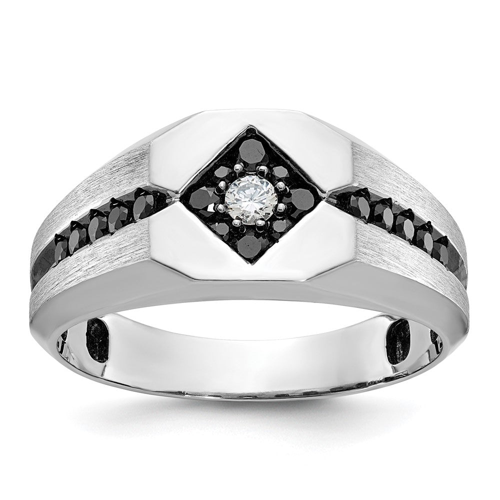 Men&#39;s 9.4mm 14K White Gold Black Rhodium 1/2 Ctw Diamond Tapered Band, Item R12263 by The Black Bow Jewelry Co.