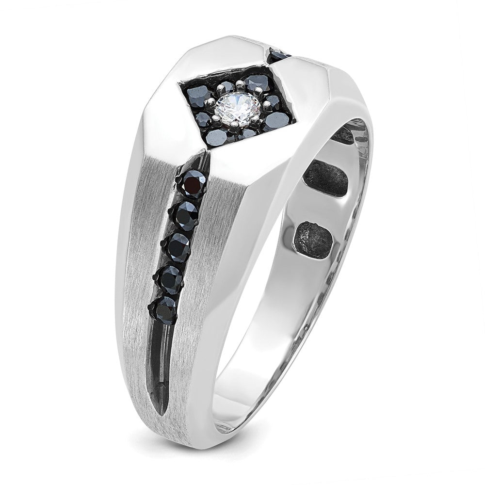 Alternate view of the Men&#39;s 9.4mm 14K White Gold Black Rhodium 1/2 Ctw Diamond Tapered Band by The Black Bow Jewelry Co.