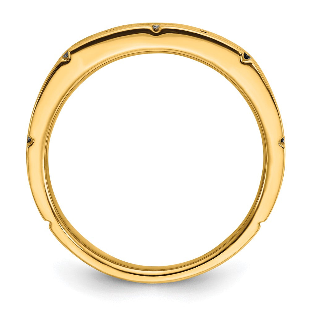 Alternate view of the Men&#39;s 8.75mm 14K Two Tone Gold 1/10 Ct Diamond Grooved Tapered Band by The Black Bow Jewelry Co.